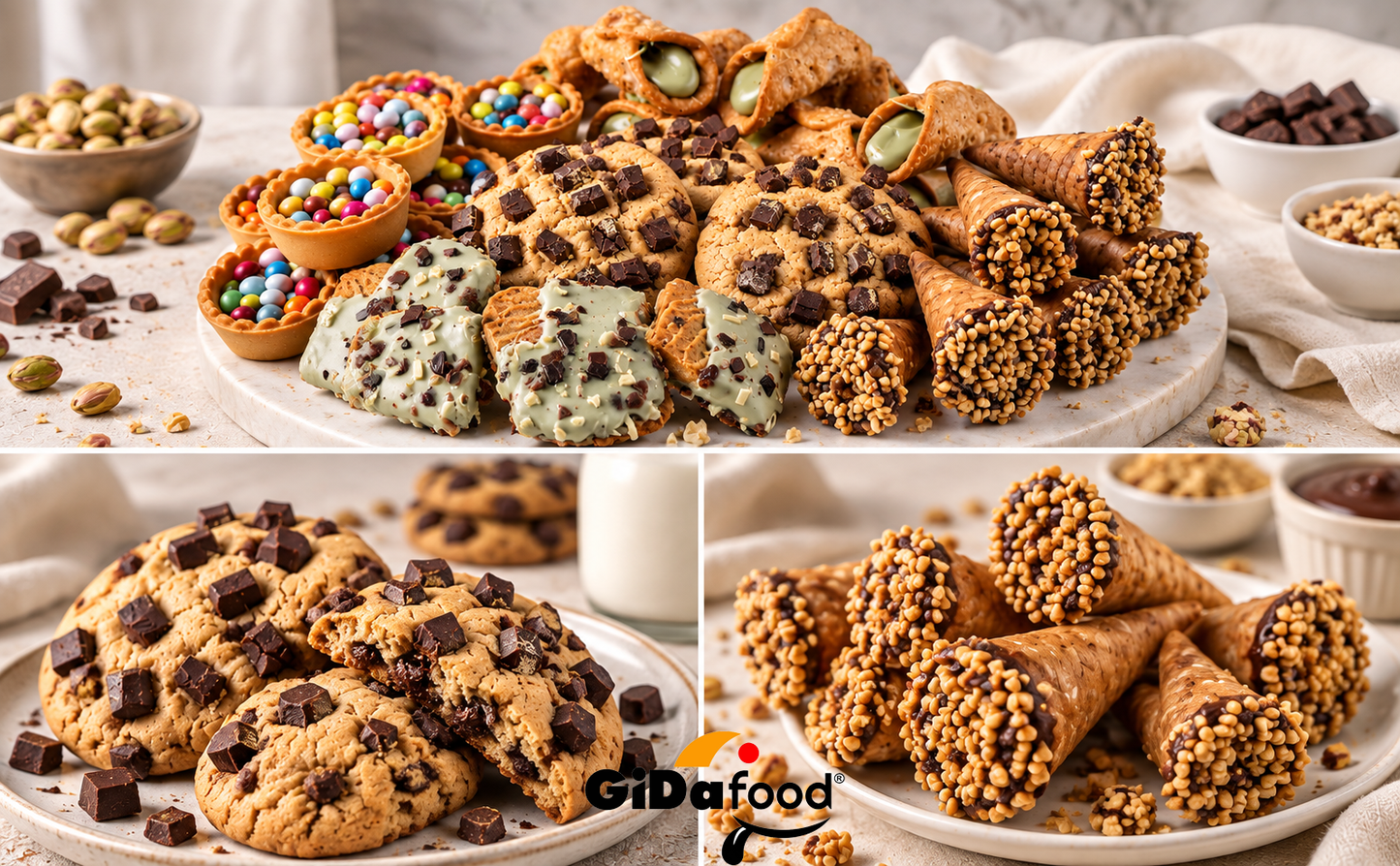 Box Pasticcini Party Sapori dal Forno 5 Gusti 860g – Tartellette Smart, Cannoli Siciliani, Cornetti Nocciola, Poker Pistacchio e Cookie – Ideale per Compleanni, Feste e Buffet – Confezione Mista di Pasticceria Fine