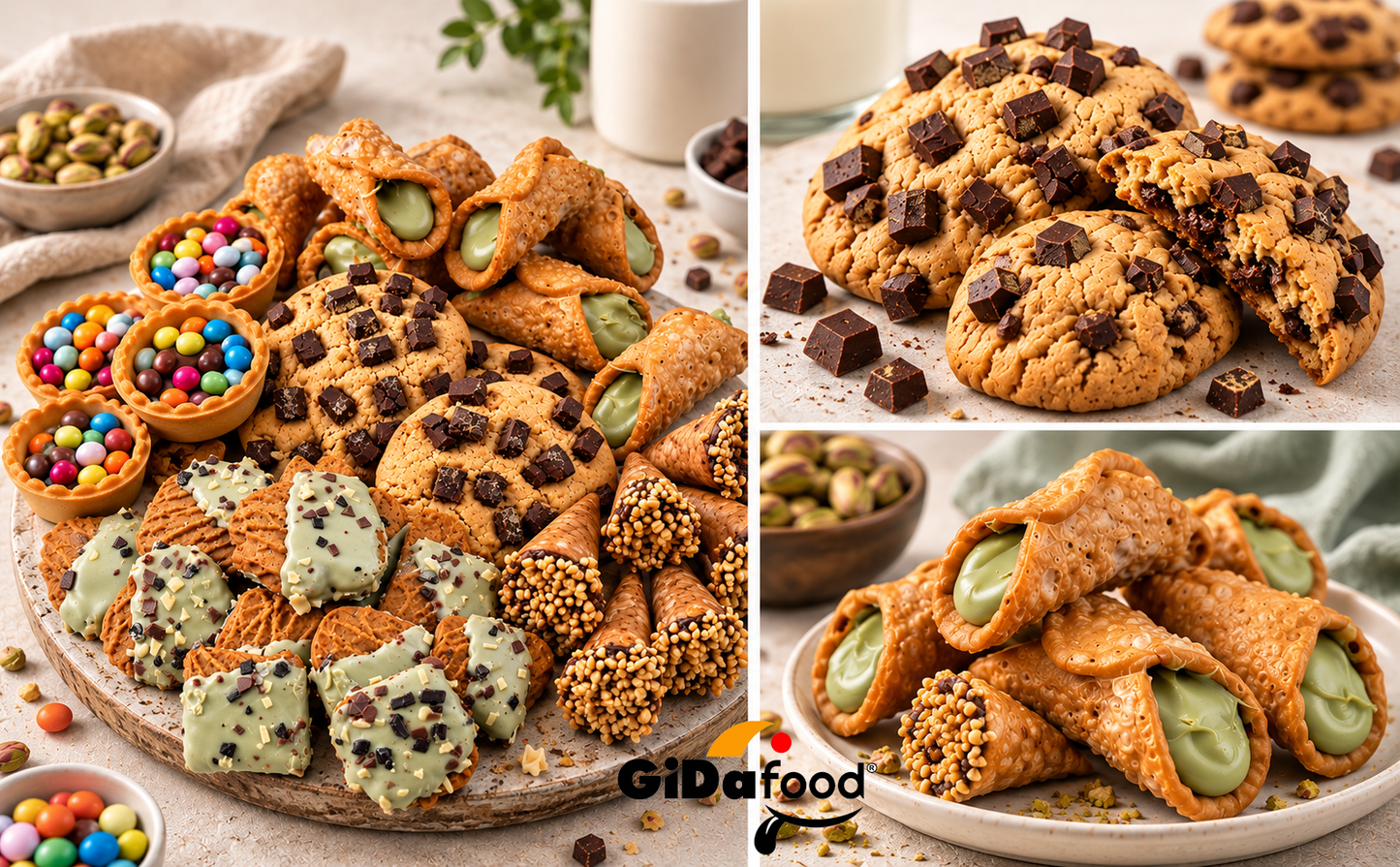 Box Pasticcini Party Sapori dal Forno 5 Gusti 860g – Tartellette Smart, Cannoli Siciliani, Cornetti Nocciola, Poker Pistacchio e Cookie – Ideale per Compleanni, Feste e Buffet – Confezione Mista di Pasticceria Fine