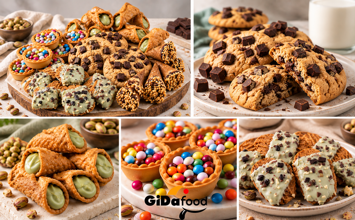 Box Pasticcini Party Sapori dal Forno 5 Gusti 860g – Tartellette Smart, Cannoli Siciliani, Cornetti Nocciola, Poker Pistacchio e Cookie – Ideale per Compleanni, Feste e Buffet – Confezione Mista di Pasticceria Fine