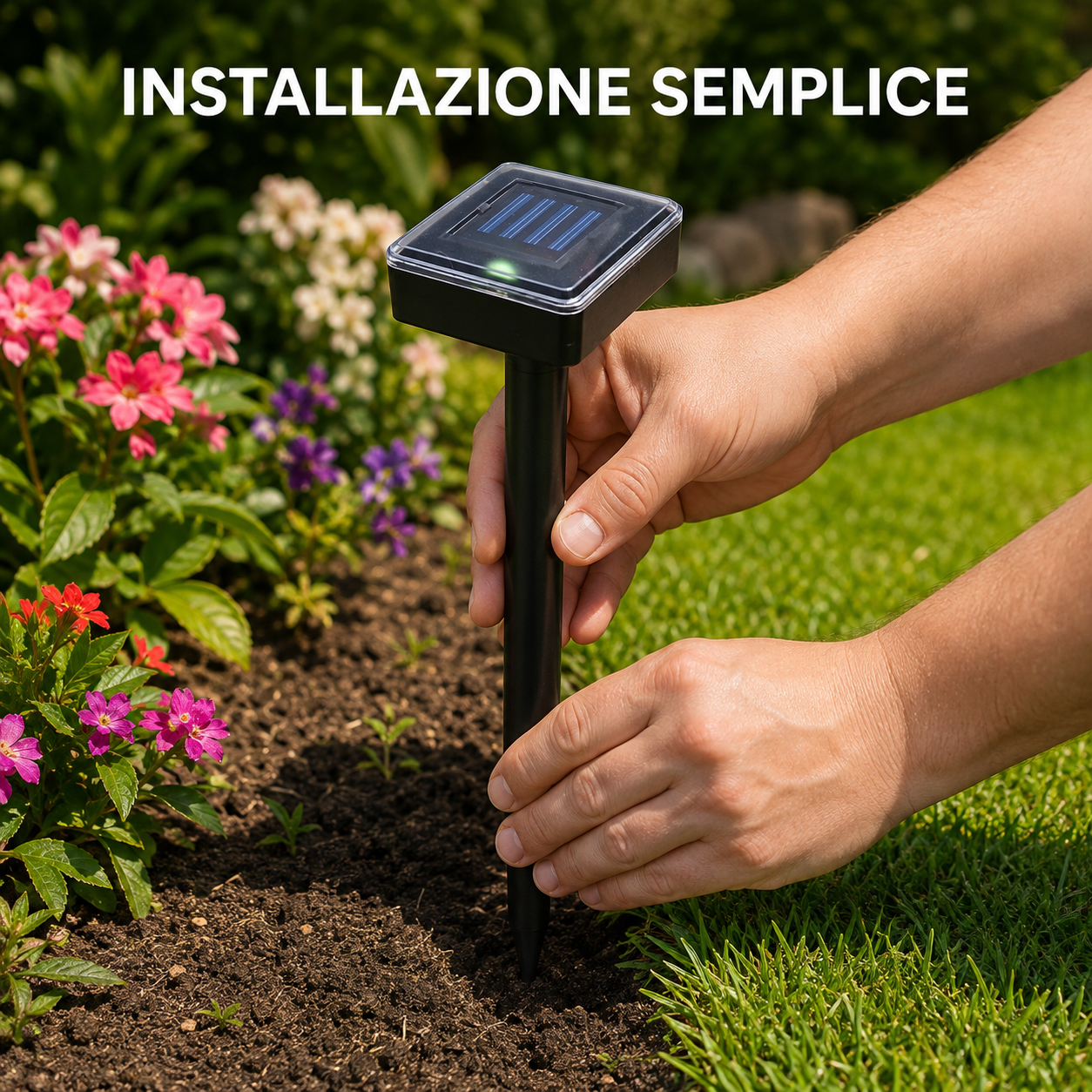 Dissuasore Solare per Talpe e Roditori 37cm – Dispositivo a Ultrasuoni con Raggio 1000 m², Ricarica Solare, Vibrazioni nel Terreno – per Giardino, Orto e Prato – Ecologico