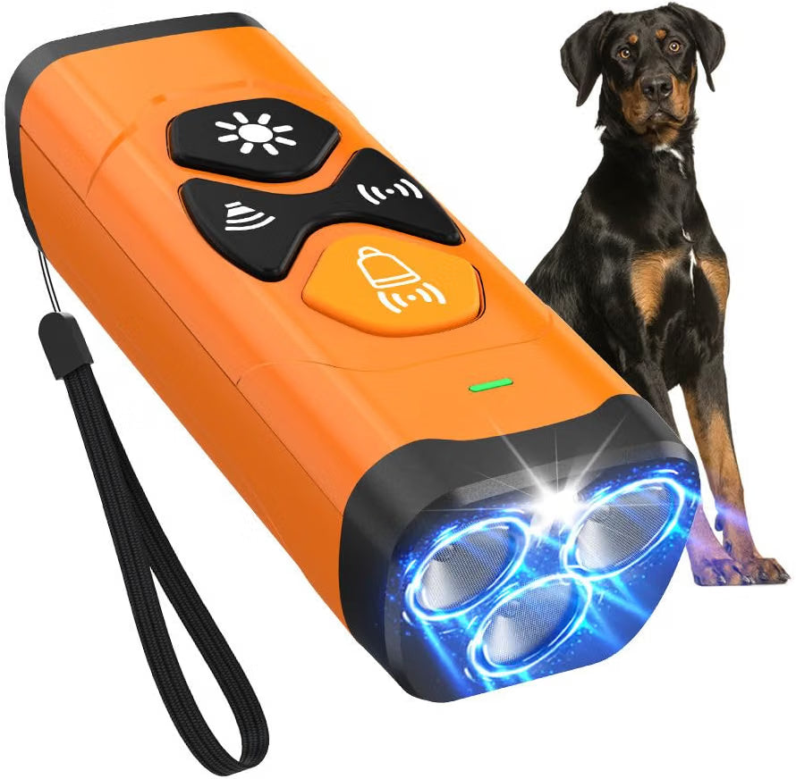 TZ-U69 Dissuasore Ultrasonico per Cani – Dispositivo Antiabbaio Portatile con 3 Emettitori, 4 Modalità e Torcia LED, Ricaricabile, Impermeabile IPX7, Batteria 1200mAh – Ideale anche per Addestramento