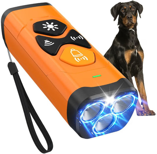 TZ-U69 Dissuasore Ultrasonico per Cani – Dispositivo Antiabbaio Portatile con 3 Emettitori, 4 Modalità e Torcia LED, Ricaricabile, Impermeabile IPX7, Batteria 1200mAh – Ideale anche per Addestramento