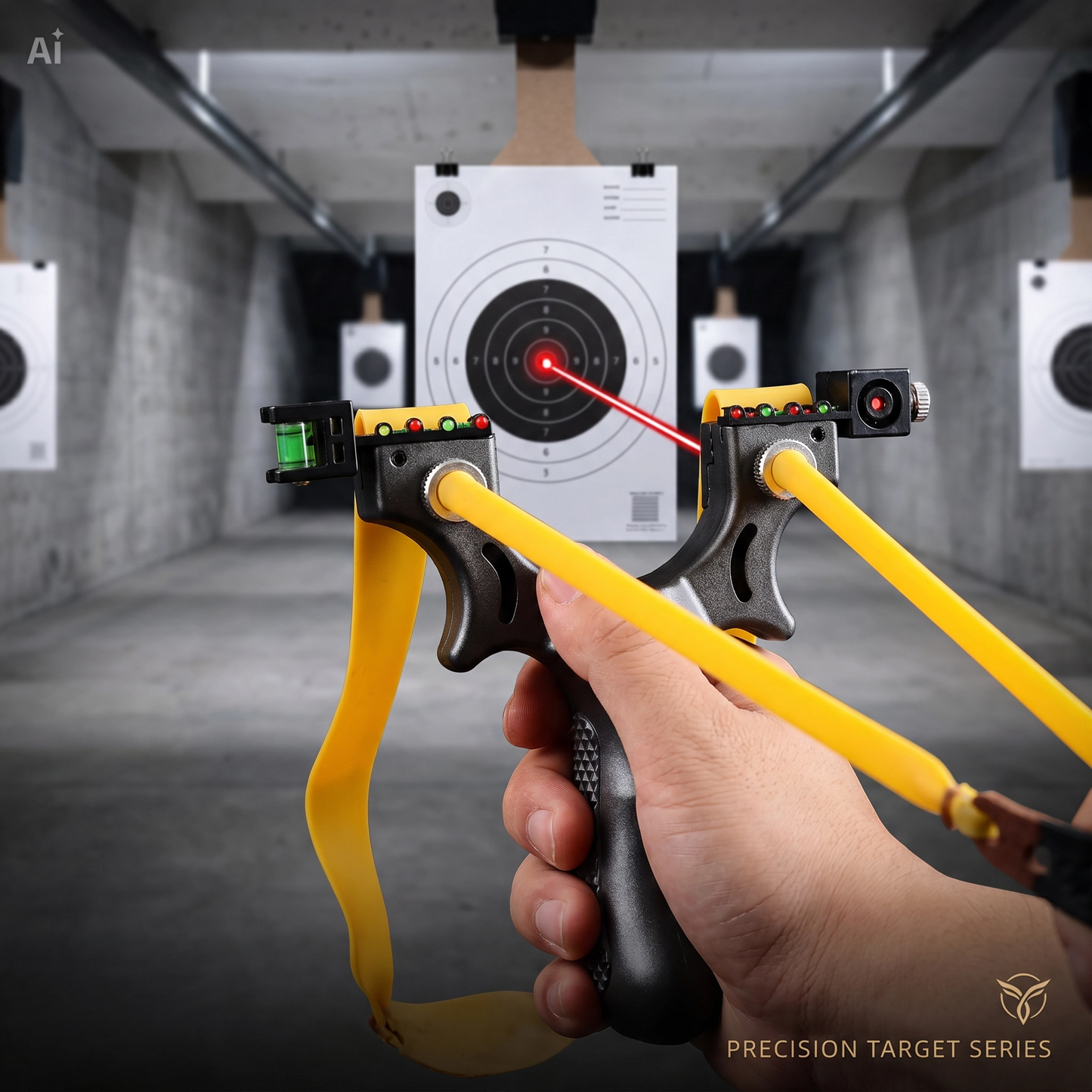 Fionda Laser Professionale con Mirino – Precisione e Potenza per Caccia e Tiro Sportivo, Impugnatura Antiscivolo, Materiale Policarbonato, Leggera 123g – Spara Pietre, Palline e Paintball – Kit Completo con Staffa e Boloboc