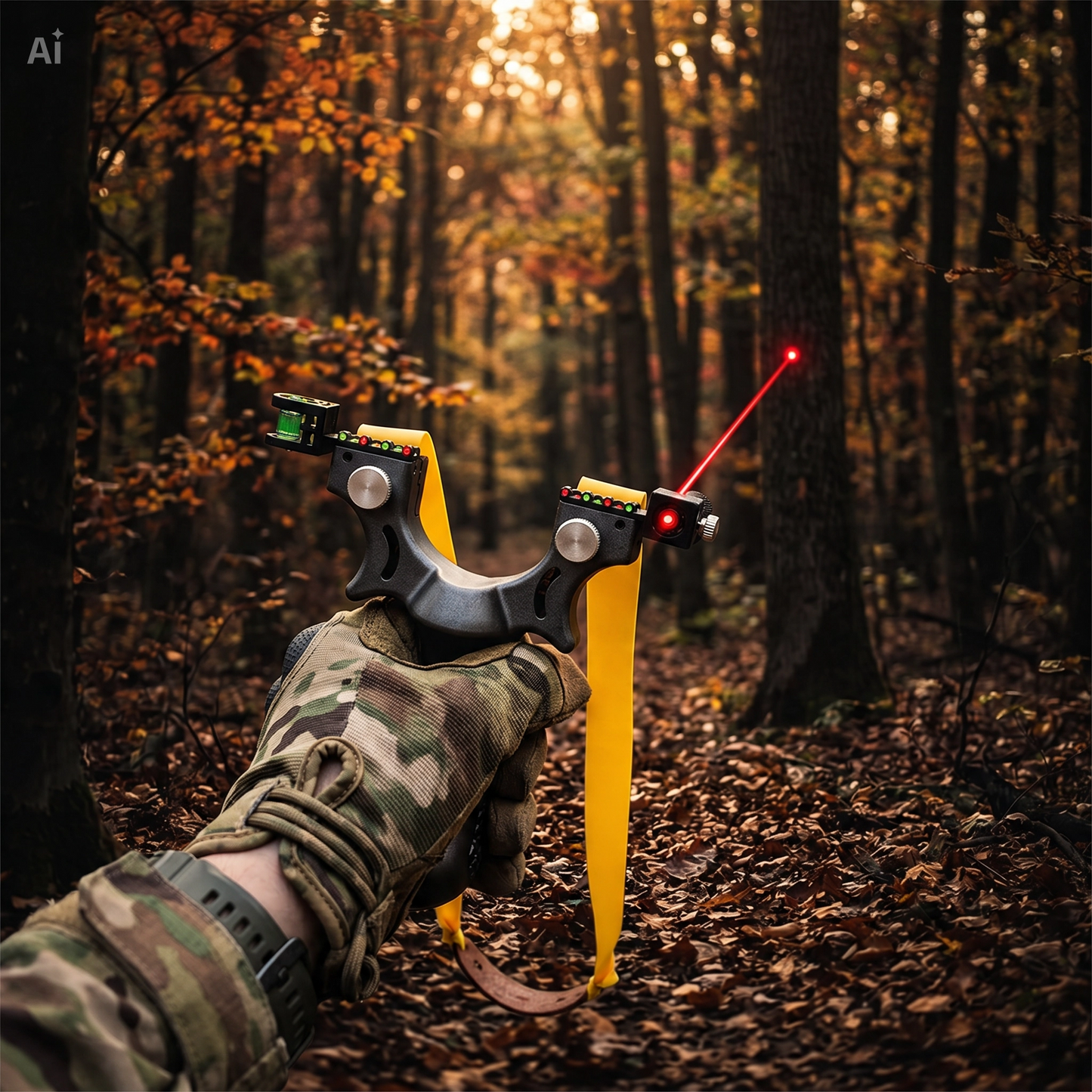 Fionda Laser Professionale con Mirino – Precisione e Potenza per Caccia e Tiro Sportivo, Impugnatura Antiscivolo, Materiale Policarbonato, Leggera 123g – Spara Pietre, Palline e Paintball – Kit Completo con Staffa e Boloboc