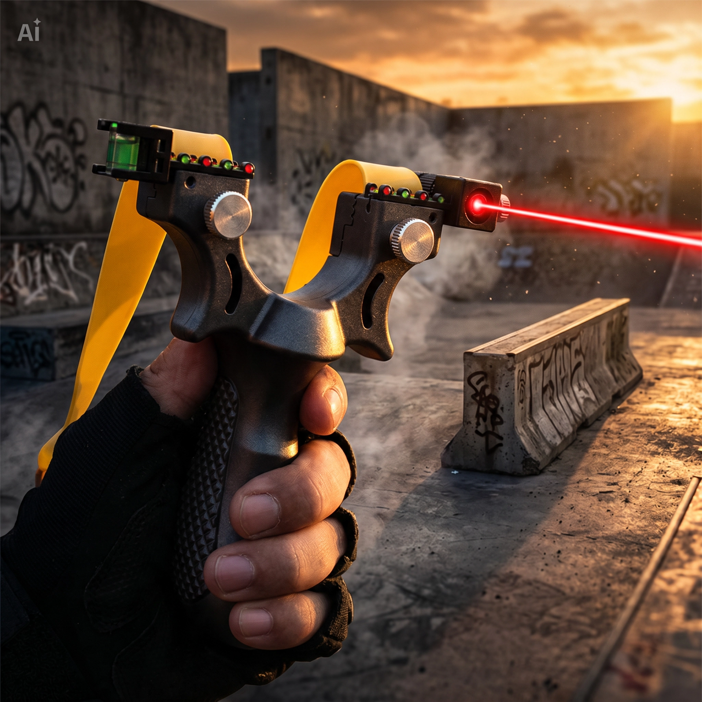 Fionda Laser Professionale con Mirino – Precisione e Potenza per Caccia e Tiro Sportivo, Impugnatura Antiscivolo, Materiale Policarbonato, Leggera 123g – Spara Pietre, Palline e Paintball – Kit Completo con Staffa e Boloboc