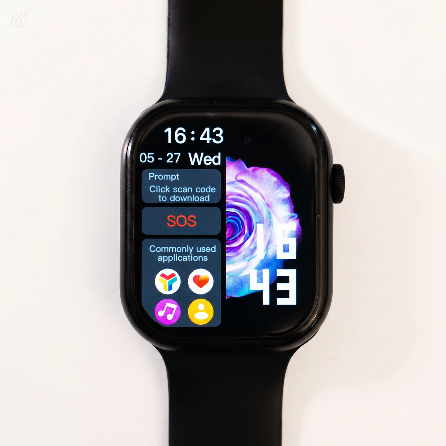 (S2000 Nero) Smartwatch con Funzione SOS – Orologio Intelligente Unisex Design Squadrato 44-49mm, 7 Cinturini Inclusi, Impermeabile IP67, Batteria 4 Giorni, Assistente Google, Chiamate BT – Set Regalo con Torcia LED