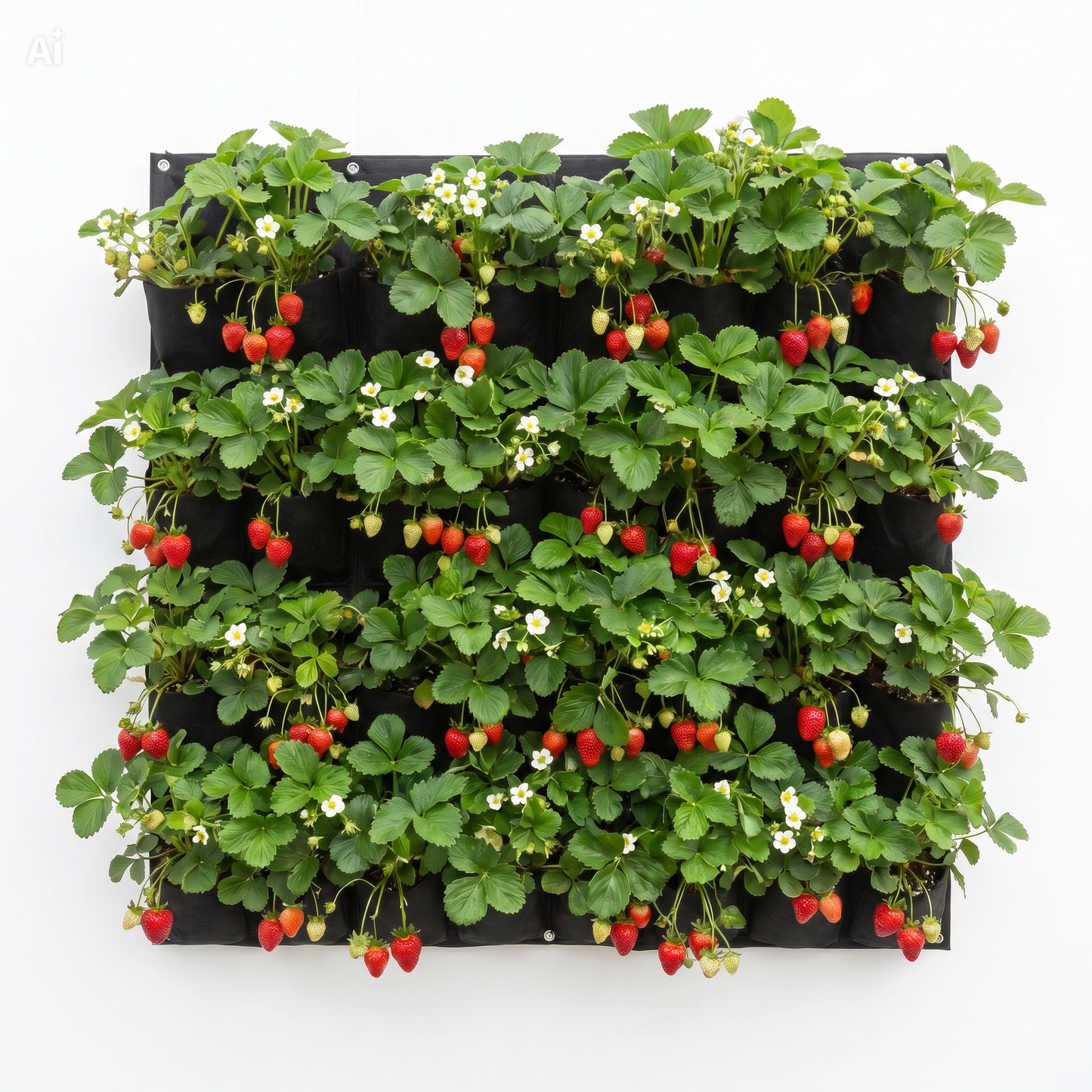 Giardino Verticale 9 Tasche Componibile all'Infinito – Parete Verde 50x50cm in Fibra Vegetale, Resistente Acqua e UV, con Drenaggio e Spessore 2mm – Crea Grandi Pareti con Fiori, Fragole e Spezie – Interno/Esterno (Nero)