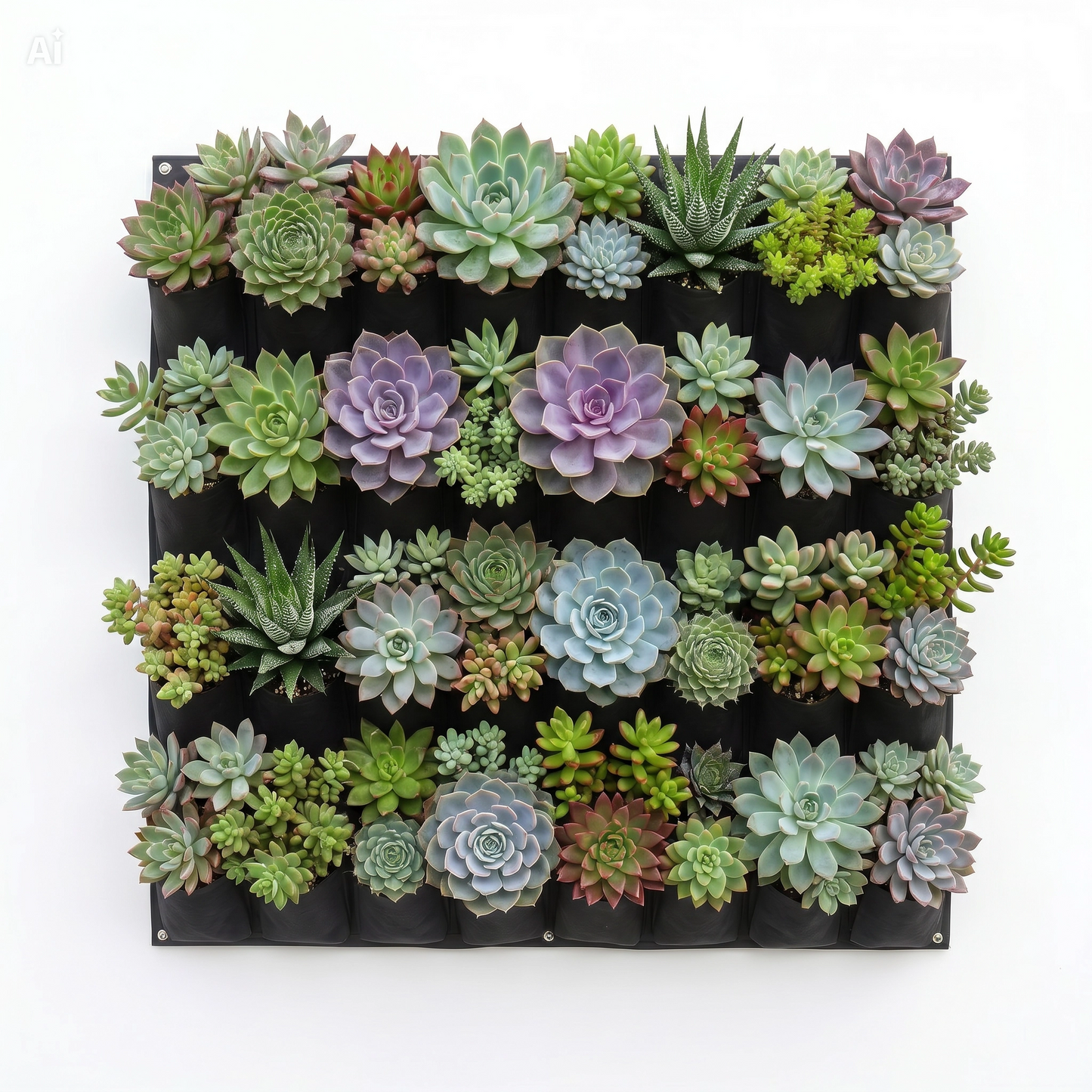 Giardino Verticale 9 Tasche Componibile all'Infinito – Parete Verde 50x50cm in Fibra Vegetale, Resistente Acqua e UV, con Drenaggio e Spessore 2mm – Crea Grandi Pareti con Fiori, Fragole e Spezie – Interno/Esterno (Nero)