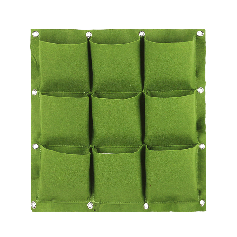Giardino Verticale 9 Tasche Componibile all'Infinito – Parete Verde 50x50cm in Fibra Vegetale, Resistente Acqua e UV, con Drenaggio e Spessore 2mm – Crea Grandi Pareti con Fiori, Fragole e Spezie – Interno/Esterno (Verde)