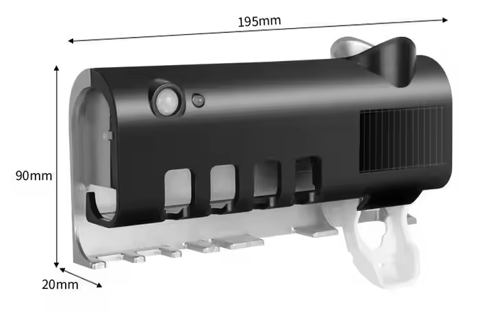 Sterilizzatore UV per Spazzolini da Denti con Ricarica Solare – Dispenser di Dentifricio Automatico Senza Contatto, Supporto Universale per Spazzolini, Elimina il 99% dei Germi – Senza Cavi