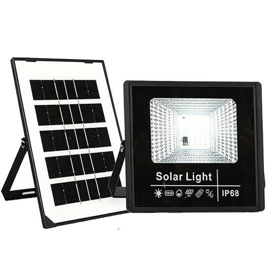 (FARILED_XZ) Mini Faro LED 10W con Pannello Solare da Esterno 1200 Lumen, Impermeabile IP67 - Lampada Solare con Telecomando per Giardino e Terrazzo - Kit Proiettori con Staffe e Viti per Montaggio a Parete