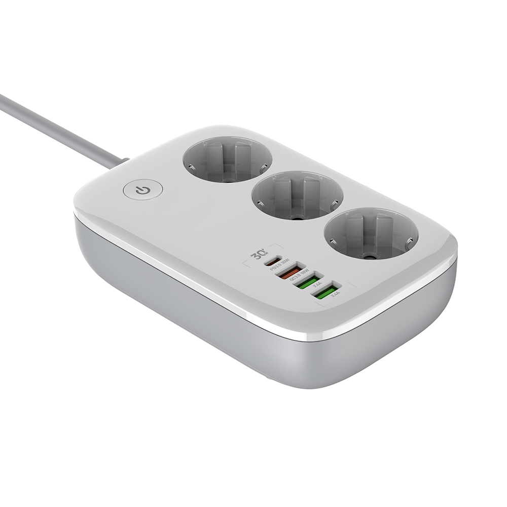 Ciabatta multipresa Smart Wi-Fi, 3 Prese EU + 4 USB QC/PD, Controllo da smatphone app dedicata - Multipresa Intelligente con Timer e Controllo Individuale, compatibile con Alexa e Google Home