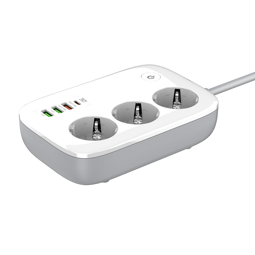 Ciabatta multipresa Smart Wi-Fi, 3 Prese EU + 4 USB QC/PD, Controllo da smatphone app dedicata - Multipresa Intelligente con Timer e Controllo Individuale, compatibile con Alexa e Google Home