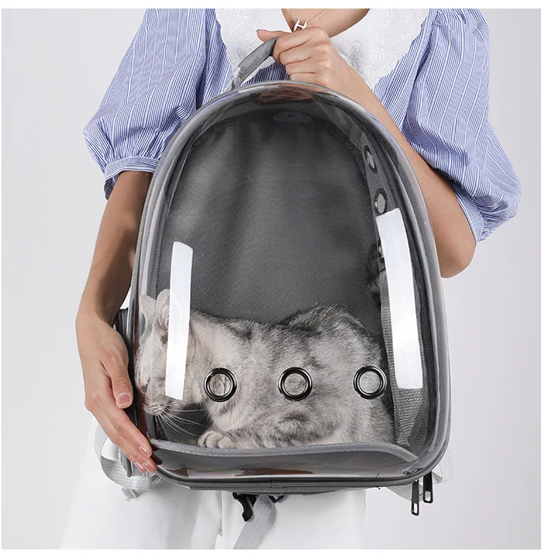 Zaino Trasportino per Gatti a Capsula – Porta Animali con Pannello Frontale in Plexiglass, Schienale Traspirante, Spallacci Regolabili – Ideale per Gatti e Cani Piccoli fino a 6 kg