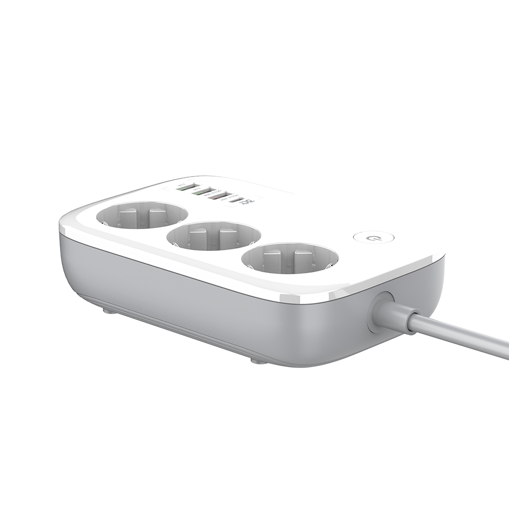 Ciabatta multipresa Smart Wi-Fi, 3 Prese EU + 4 USB QC/PD, Controllo da smatphone app dedicata - Multipresa Intelligente con Timer e Controllo Individuale, compatibile con Alexa e Google Home