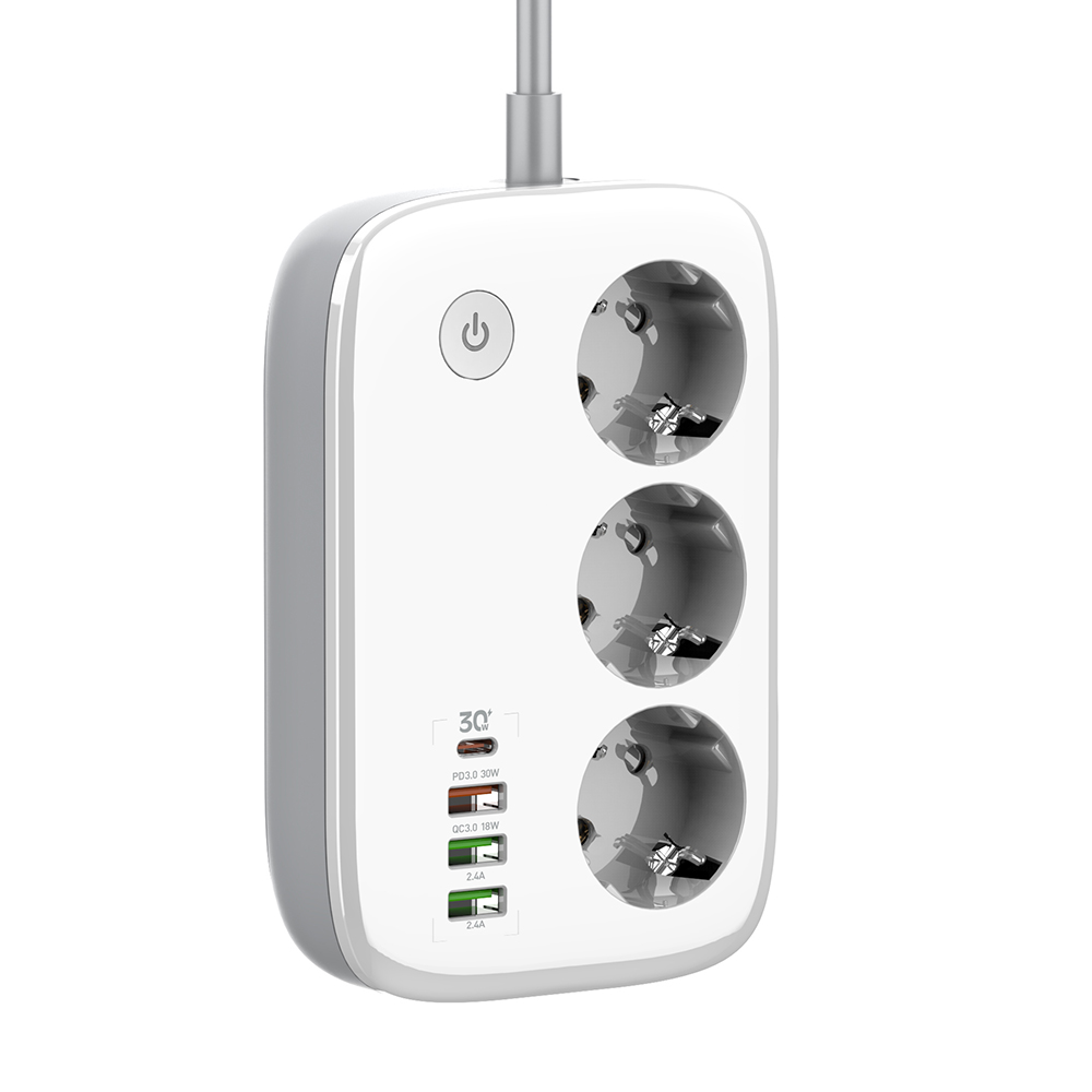 Ciabatta multipresa Smart Wi-Fi, 3 Prese EU + 4 USB QC/PD, Controllo da smatphone app dedicata - Multipresa Intelligente con Timer e Controllo Individuale, compatibile con Alexa e Google Home