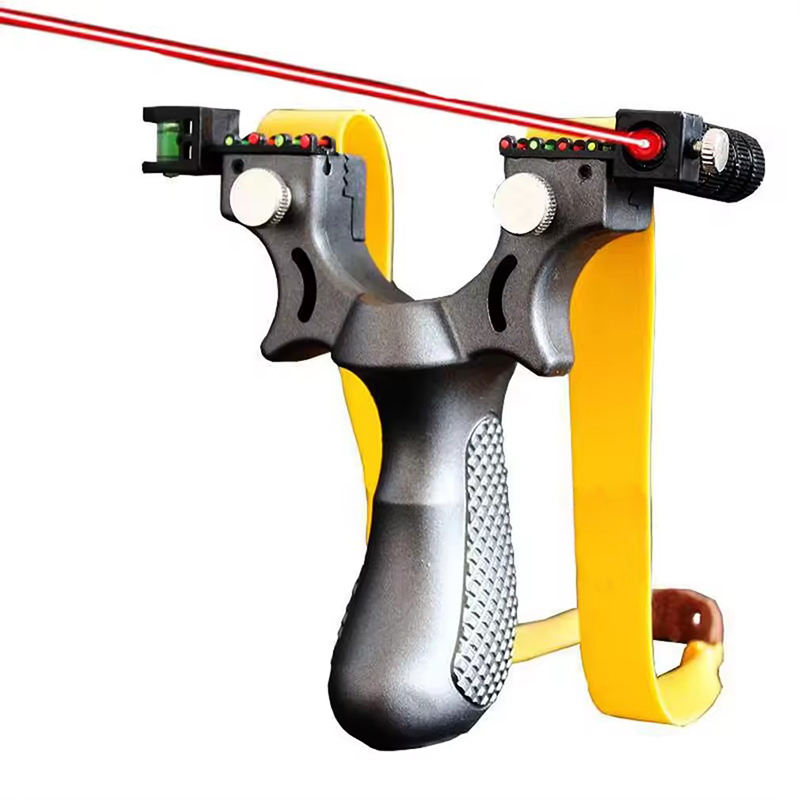 Fionda Laser Professionale con Mirino – Precisione e Potenza per Caccia e Tiro Sportivo, Impugnatura Antiscivolo, Materiale Policarbonato, Leggera 123g – Spara Pietre, Palline e Paintball – Kit Completo con Staffa e Boloboc