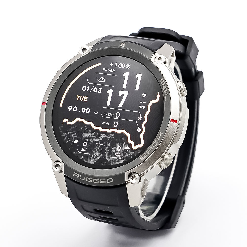 Smartwatch GPS con Mappe Offline, Bussola, Altimetro, Meteo – Orologio con Display AMOLED 1.43", Impermeabile 50M, Monitoraggio Cuore/Ossigeno/Pressione, Cinturino in Gel di Silice