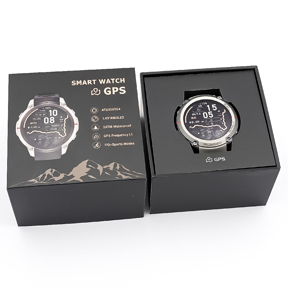 Smartwatch GPS con Mappe Offline, Bussola, Altimetro, Meteo – Orologio con Display AMOLED 1.43", Impermeabile 50M, Monitoraggio Cuore/Ossigeno/Pressione, Cinturino in Gel di Silice