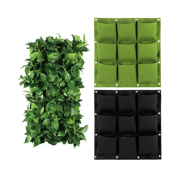 Giardino Verticale 9 Tasche Componibile all'Infinito – Parete Verde 50x50cm in Fibra Vegetale, Resistente Acqua e UV, con Drenaggio e Spessore 2mm – Crea Grandi Pareti con Fiori, Fragole e Spezie – Interno/Esterno (Verde)