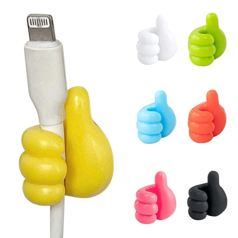 Supporto universale adesivo a forma di pollice per cavo smartphone portachiavi da auto ufficio set 10 pezzi colori diversi