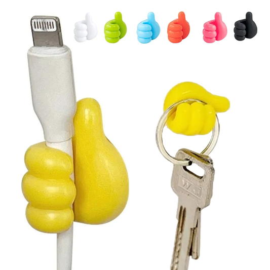 Supporto universale adesivo a forma di pollice per cavo smartphone portachiavi da auto ufficio set 10 pezzi colori diversi