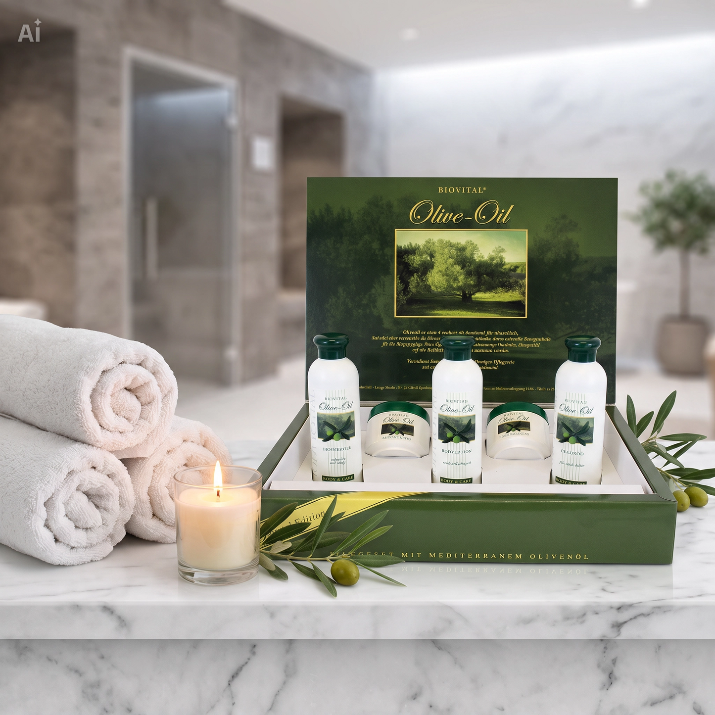 Set Cura della Persona 5 Pezzi con Olio d'Oliva – Edizione Speciale Bio-Vital con Gel Doccia, Shampoo, Lozione Corpo, Crema Giorno e Crema Notte – Cura Completa per Pelle e Capelli