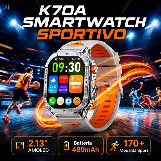 Smartwatch con Display AMOLED 2,13" APP FitCloudPRO – Cassa in Lega di Zinco, Impermeabile 3 ATM, Chiamate Bluetooth, Frequenza Cardiaca, Contapassi, Android e iOS (Grigio)