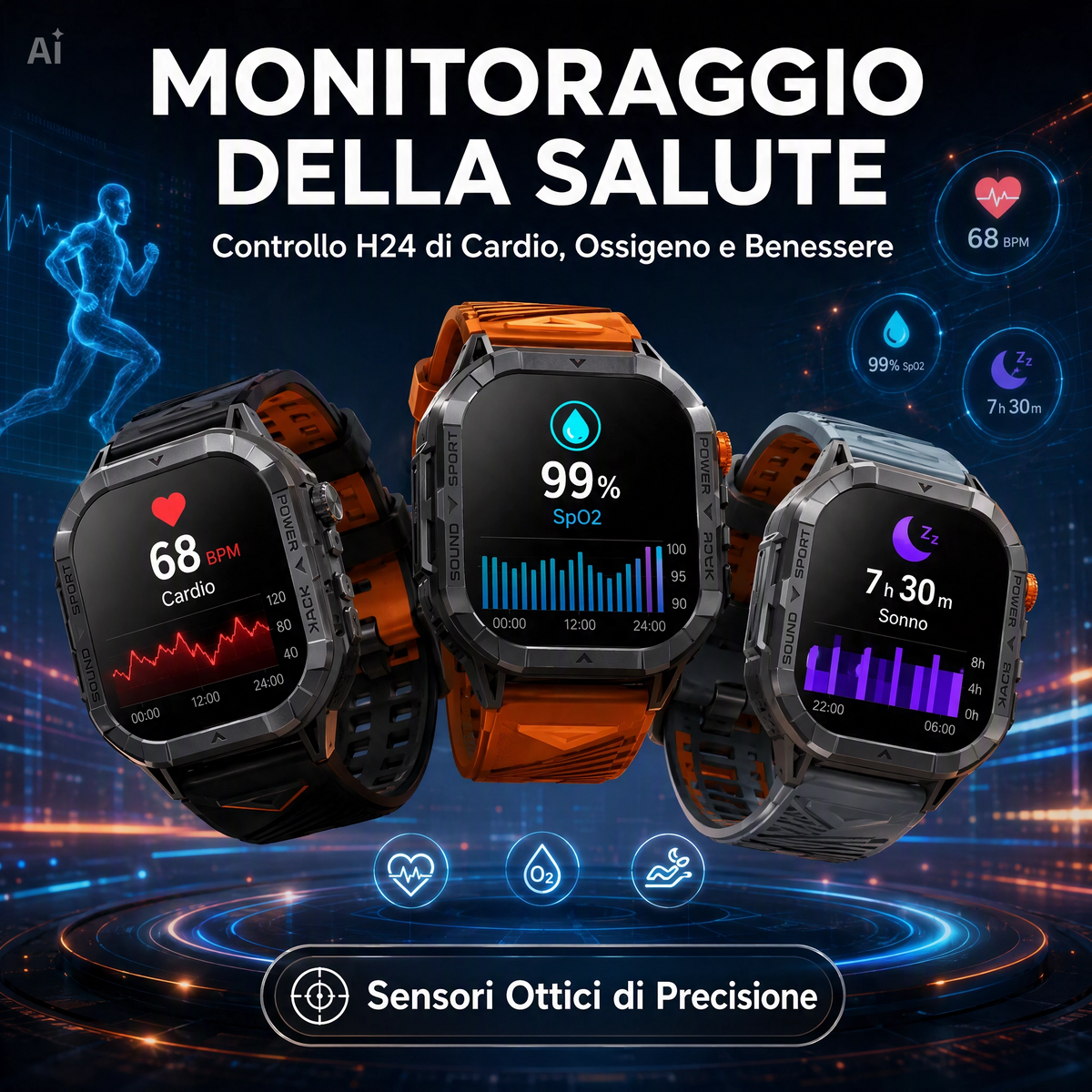 Smartwatch con Display AMOLED 2,13" APP FitCloudPRO – Cassa in Lega di Zinco, Impermeabile 3 ATM, Chiamate Bluetooth, Frequenza Cardiaca, Contapassi, Android e iOS (Nero)
