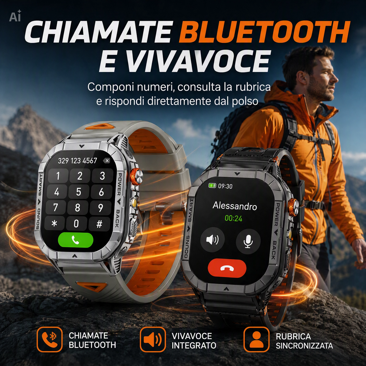 Smartwatch con Display AMOLED 2,13" APP FitCloudPRO – Cassa in Lega di Zinco, Impermeabile 3 ATM, Chiamate Bluetooth, Frequenza Cardiaca, Contapassi, Android e iOS (Nero)
