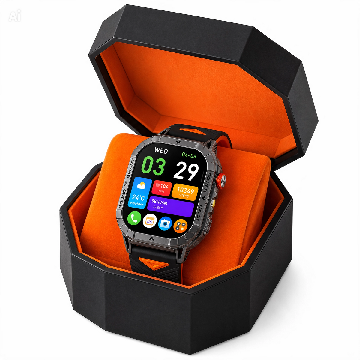 Smartwatch con Display AMOLED 2,13" APP FitCloudPRO – Cassa in Lega di Zinco, Impermeabile 3 ATM, Chiamate Bluetooth, Frequenza Cardiaca, Contapassi, Android e iOS (Nero)