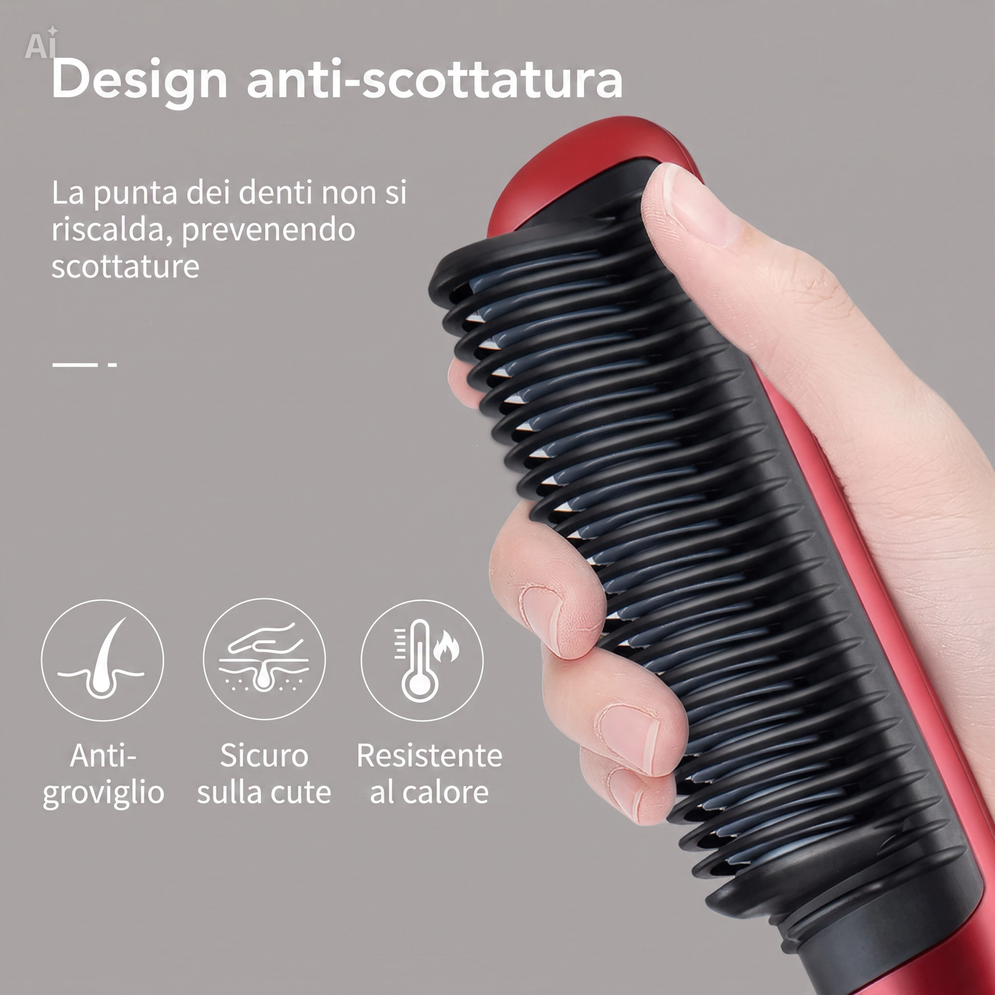 Spazzola Lisciante Elettrica per Capelli – Piastra con 5 Livelli Temperatura, LED Indicatore, Cavo 140cm, 35W, Per Lisciare e Pettinare