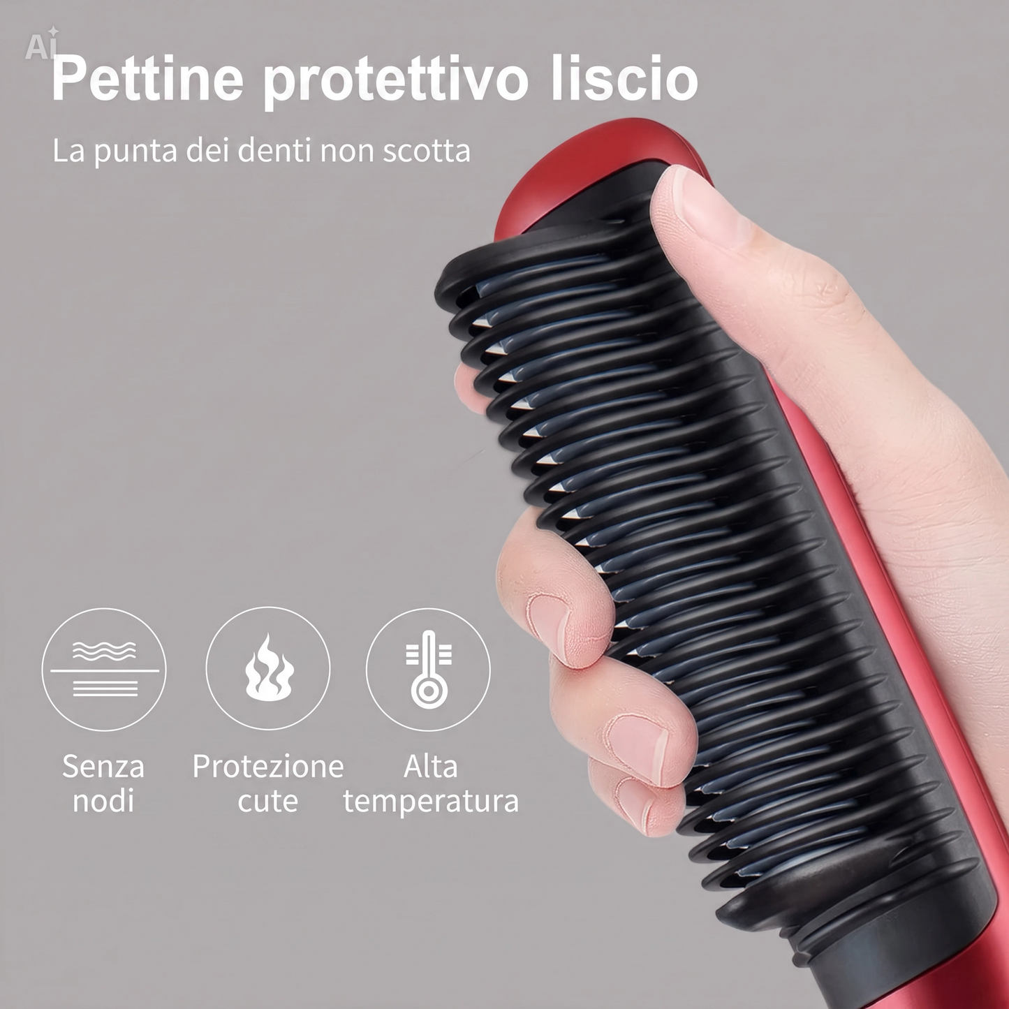 Spazzola Lisciante Elettrica per Capelli – Piastra con 5 Livelli Temperatura, LED Indicatore, Cavo 140cm, 35W, Per Lisciare e Pettinare