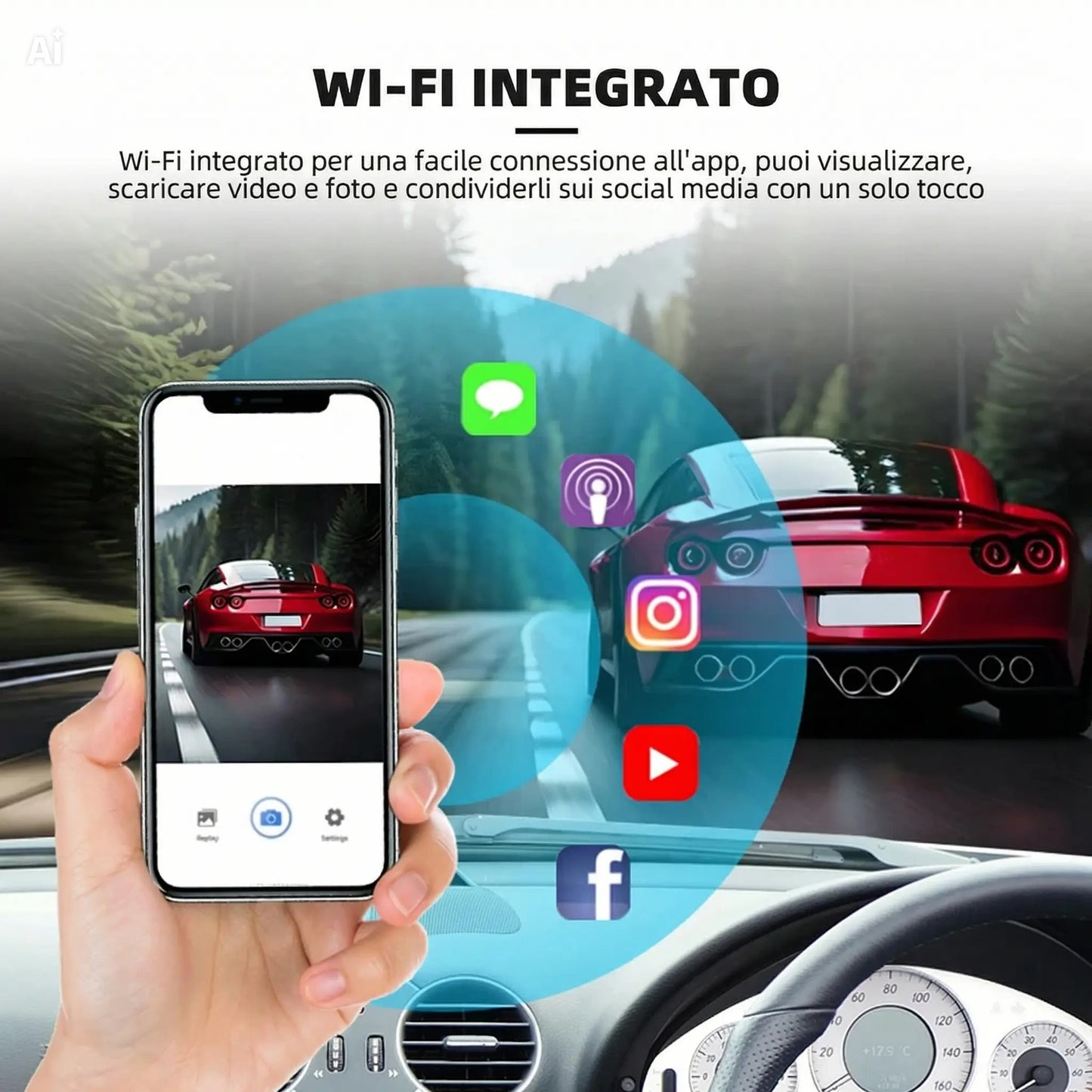 Dash Cam Auto mini Full HD 1080P – Videocamera Auto Grandangolare 120° con Visione Notturna, Monitoraggio Parcheggio 24h, Sensore G, Registrazione in Loop – Senza Schermo visione su cellulare