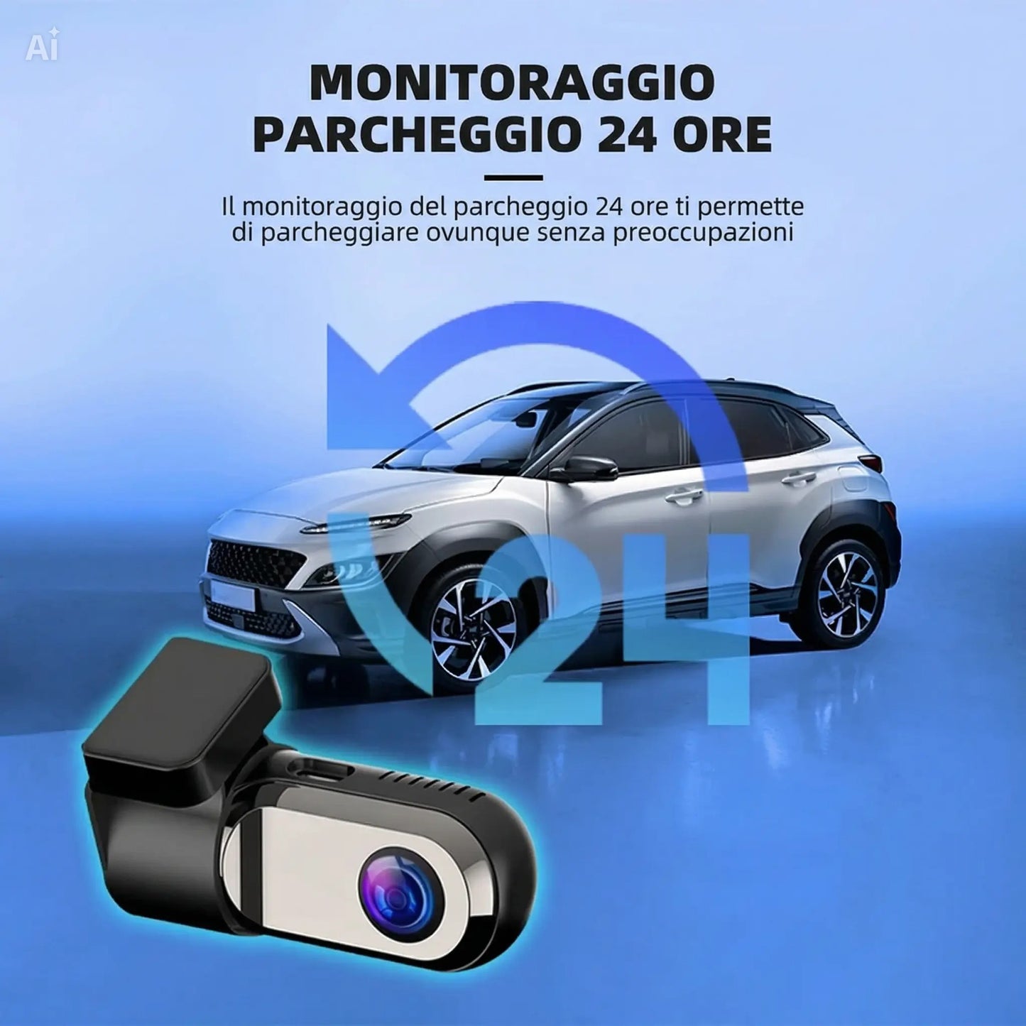 Dash Cam Auto mini Full HD 1080P – Videocamera Auto Grandangolare 120° con Visione Notturna, Monitoraggio Parcheggio 24h, Sensore G, Registrazione in Loop – Senza Schermo visione su cellulare