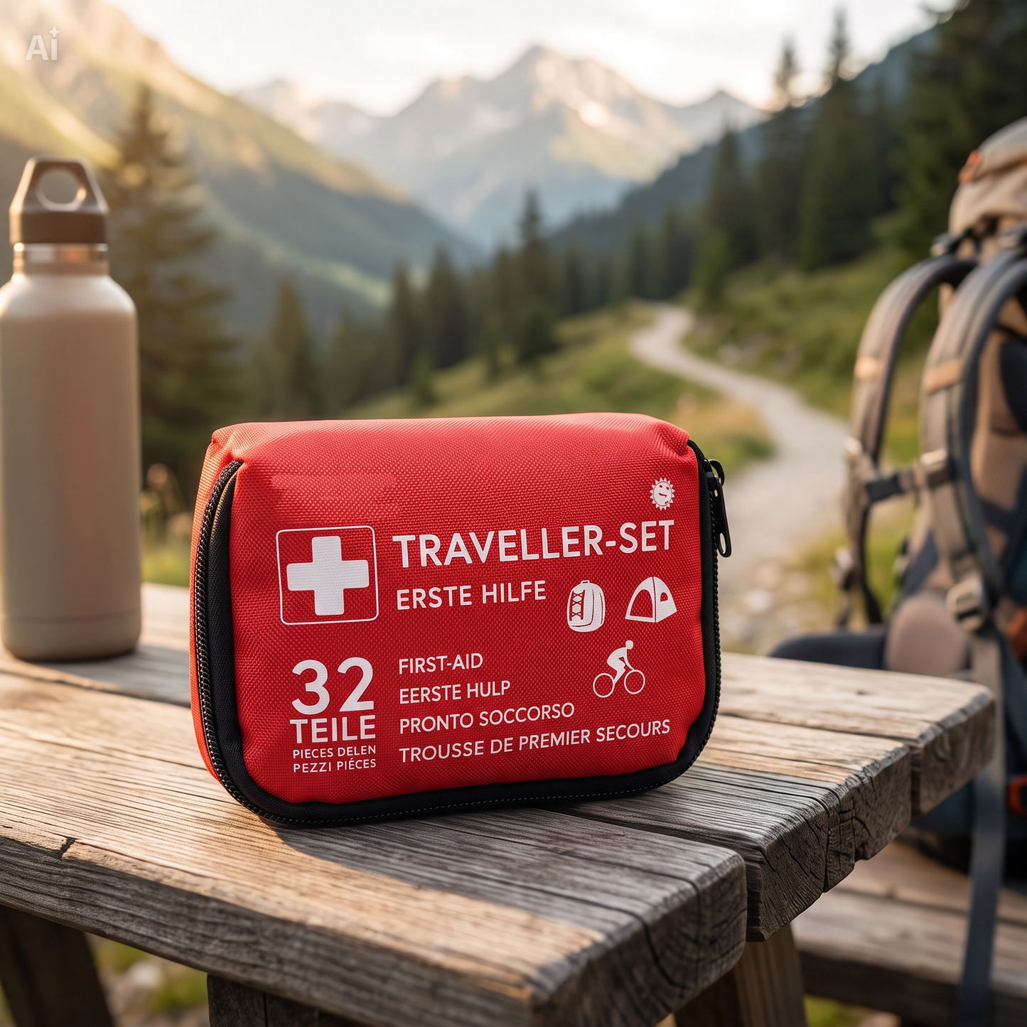Zaino Survival Completo con 8 Accessori – Kit Sopravvivenza con Pala Pieghevole, Multiutensile Orologio Tattico, Torcia Dinamo, Pannello Solare 20W e Kit Primo Soccorso – Per Campeggio, Avventura