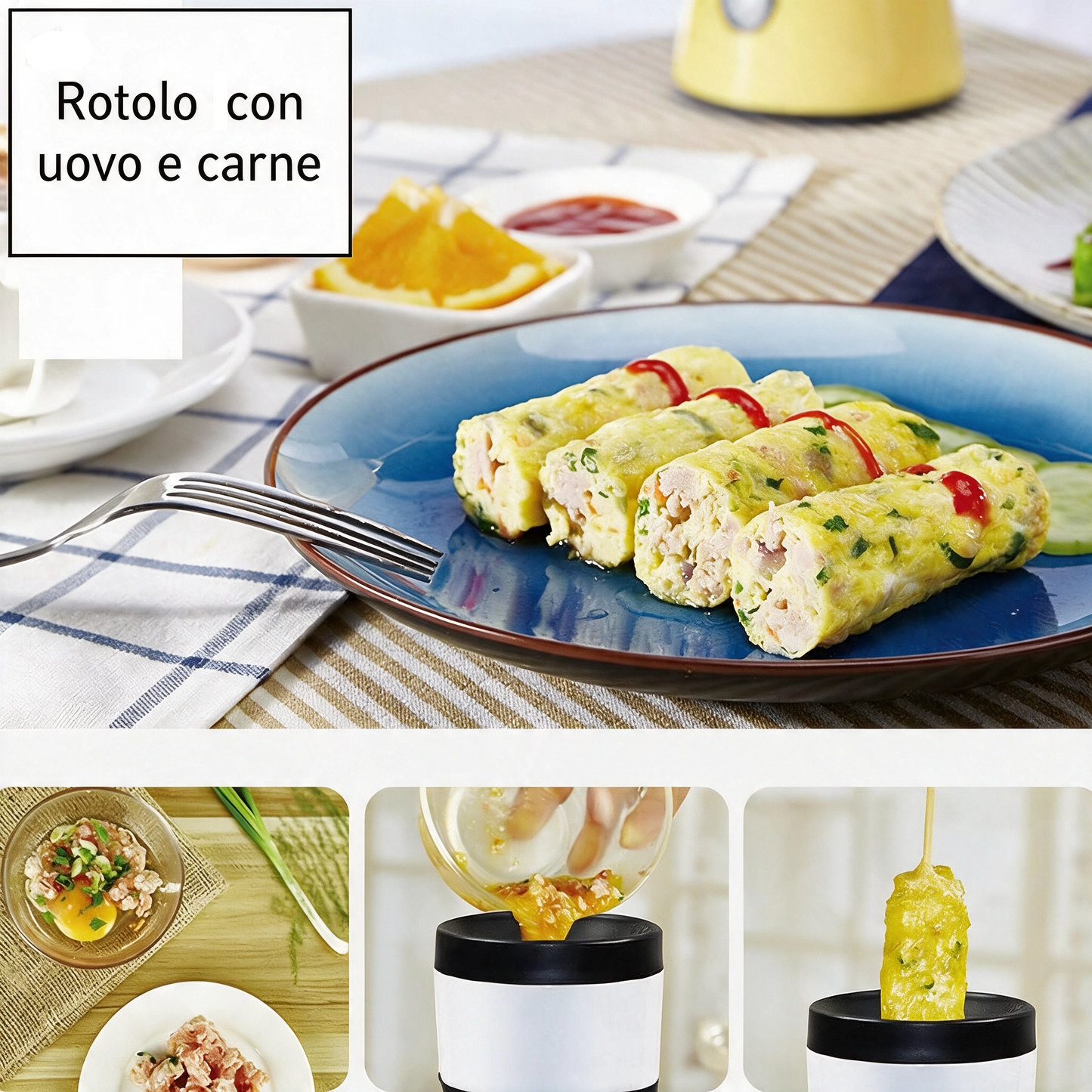 Macchina per Involtini di Uova Elettrica Egg Roll – Cuociuova Automatico per Colazione con Espulsione, Cottura 5-7 Min, Antiaderente, Anti-Dry – Prepara Frittate, Pancetta e Rotoli – Design Compatto