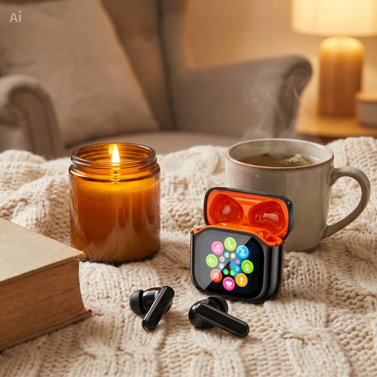 Auricolari Bluetooth con Schermo LED Touchscreen – Cuffie Wireless Hi-Fi con Chip 6.0, Display Multilingua per Controllo Musica, Volume, EQ, Modalità Gioco, Telecomando Foto, Batteria Lunga Durata – Suono Immersivo