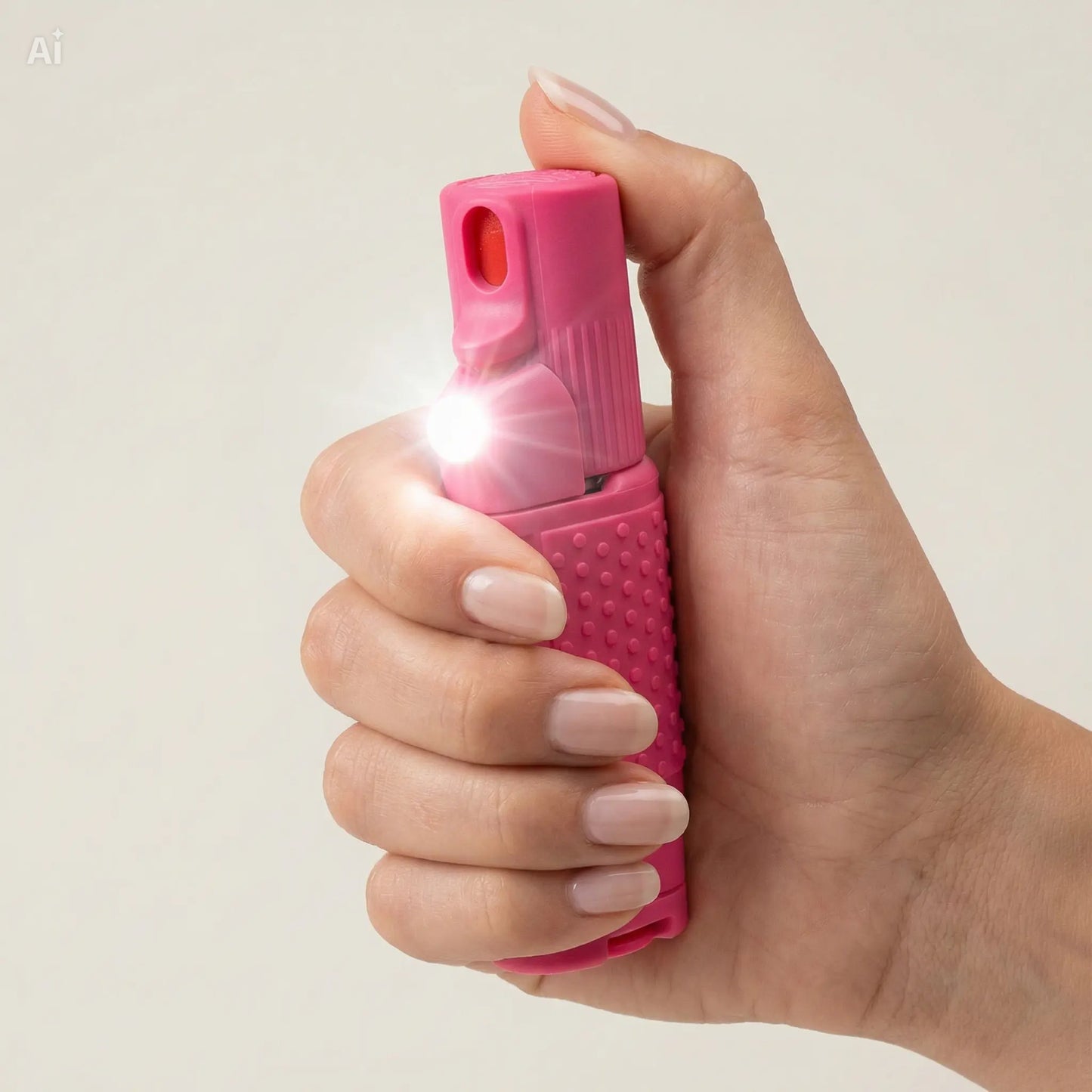 COMPACT AND POWERFUL SPRAY FOR WOMEN Legal Self-Defense 2-in-1 LED + Pink Spray with Heart Pom Pom 15ml 100% legal