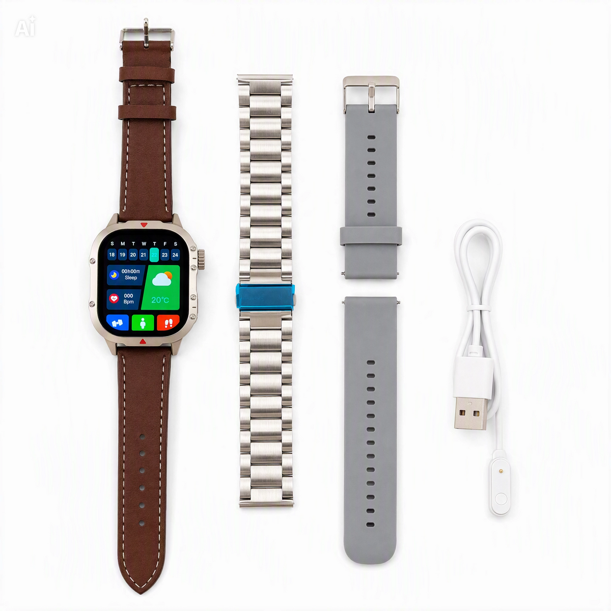Smartwatch con Display Super AMOLED 2,2" e 3 Cinturini Intercambiabili – Chiamate Bluetooth, Monitoraggio Frequenza Cardiaca, ECG, Pressione e SpO2, Ricarica Magnetica – App ZTfit per iOS e Android