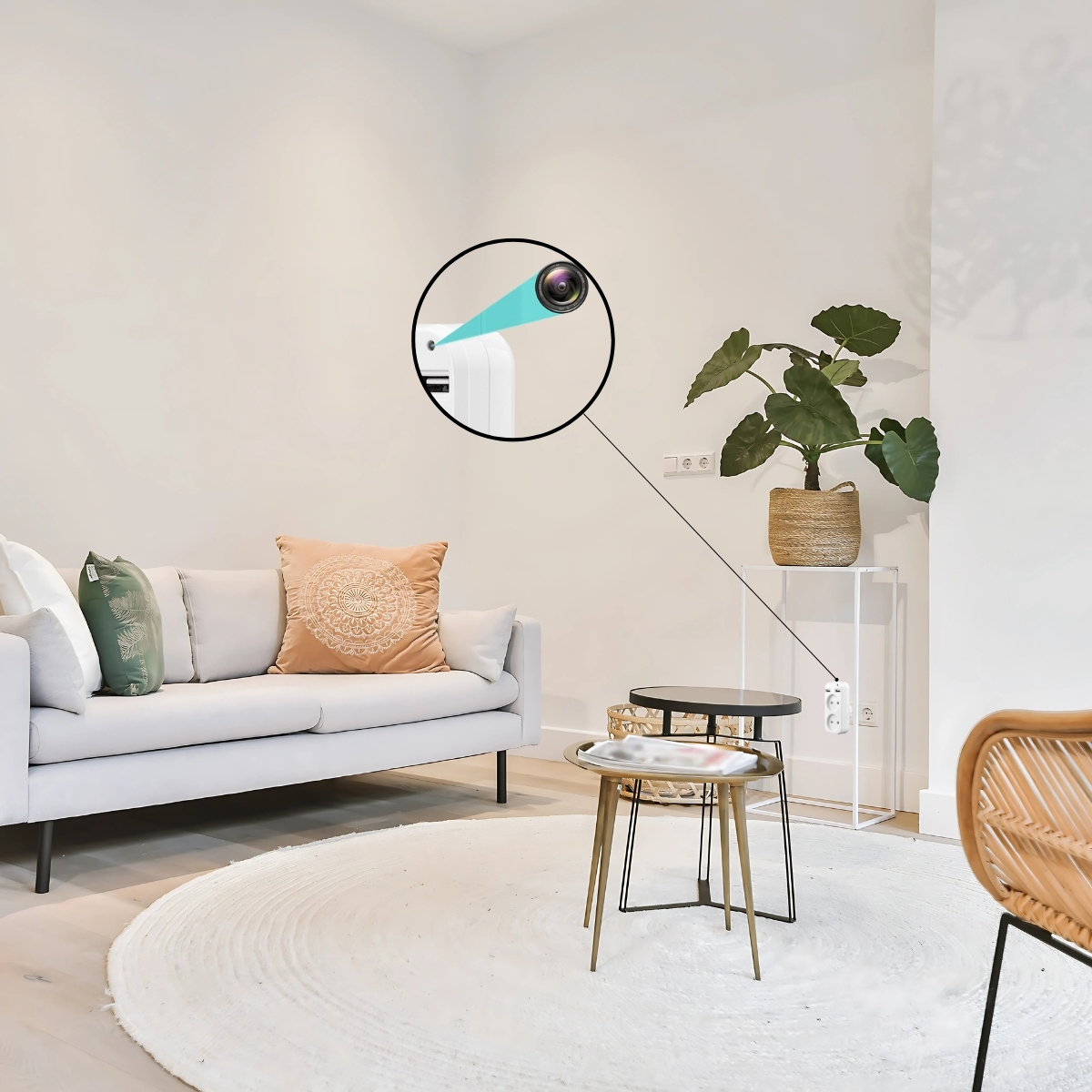 Multipresa con Telecamera WiFi 4K/1080P - Ciabatta Telecamera con Rilevazione Movimento, Controllo App LookCam, 24/7 - Sorveglianza Discreta per Ufficio e Casa