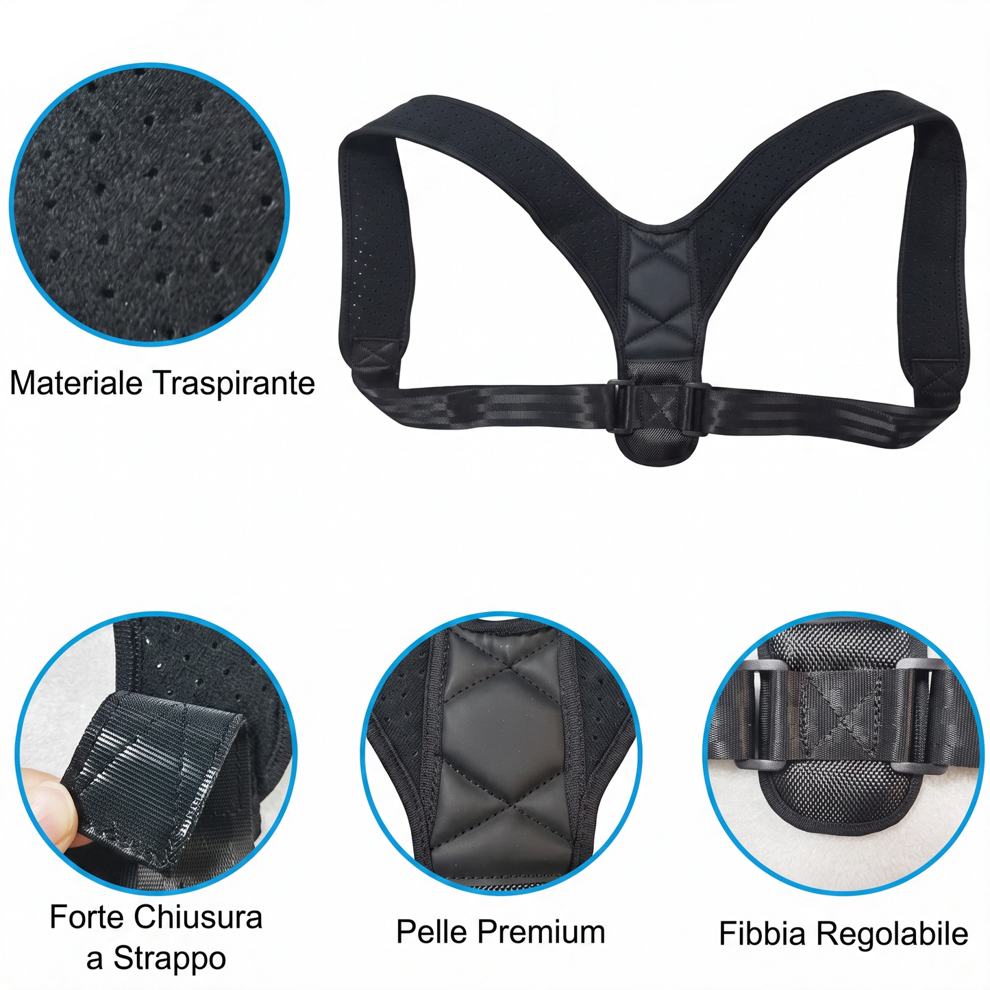 Correttore Postura Unisex per Schiena e Spalle – Fascia Posturale Traspirante Regolabile per Postura Dritta e Raddrizza Spalle – Economico ma Efficace, Discreto Sotto i Vestiti