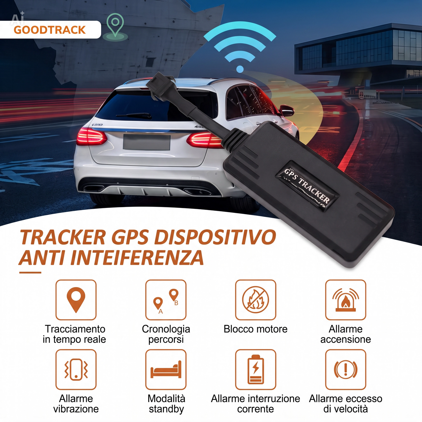 Localizzatore GPS 4G Good Track Pro CY05 per Veicoli – Tracker Auto Impermeabile IP65, Posizionamento <5m, Allarme Geofence, Interruzione Remota – Senza Abbonamento, App e Piattaforma Gratuite