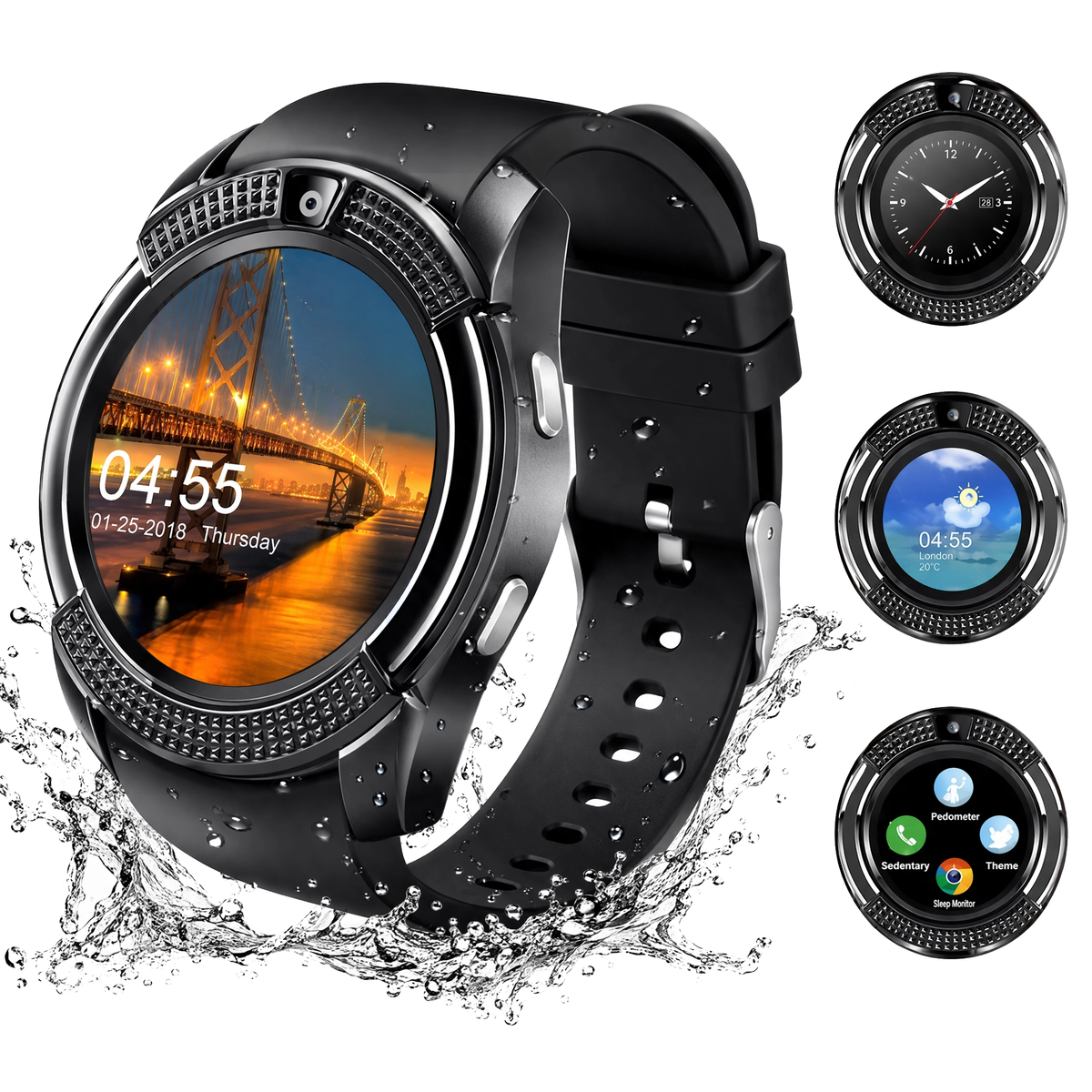 Telefono da Polso con Slot SIM e MicroSD – Orologio Smart TechPro E288 con Fotocamera, Chiamate Indipendenti, Batteria Separata, Display IPS 1.54", Bluetooth – Menu in Inglese