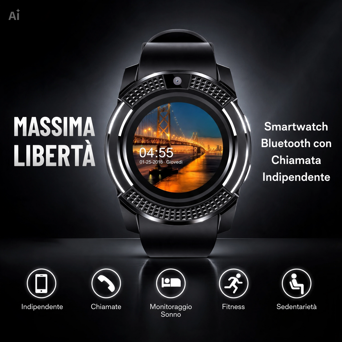 Telefono da Polso con Slot SIM e MicroSD – Orologio Smart TechPro E288 con Fotocamera, Chiamate Indipendenti, Batteria Separata, Display IPS 1.54", Bluetooth – Menu in Inglese
