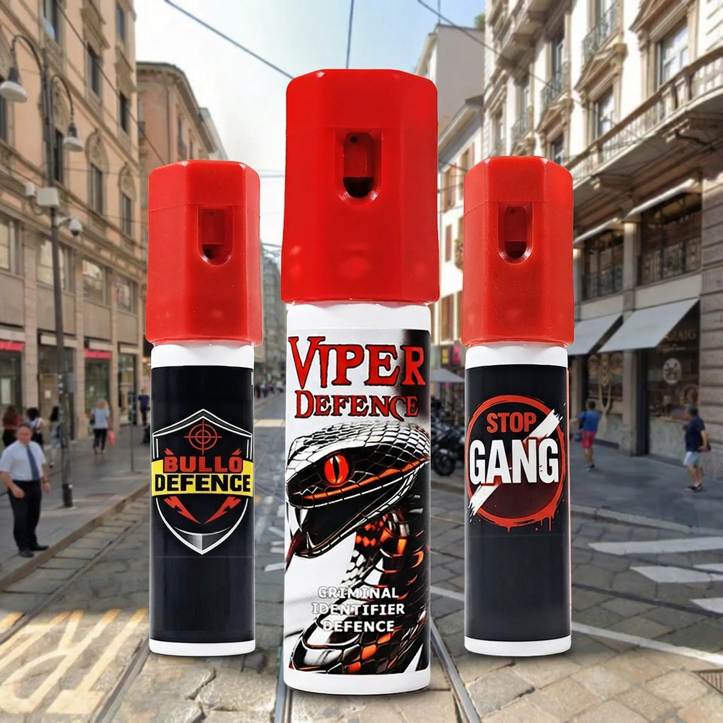 Set Famiglia 3 Erogatori spray antiaggressione Portatili Compatti - Per Zaino, Borsetta e Vita Quotidiana - 15ml l'uno, Getto 3m - modelli Assortiti