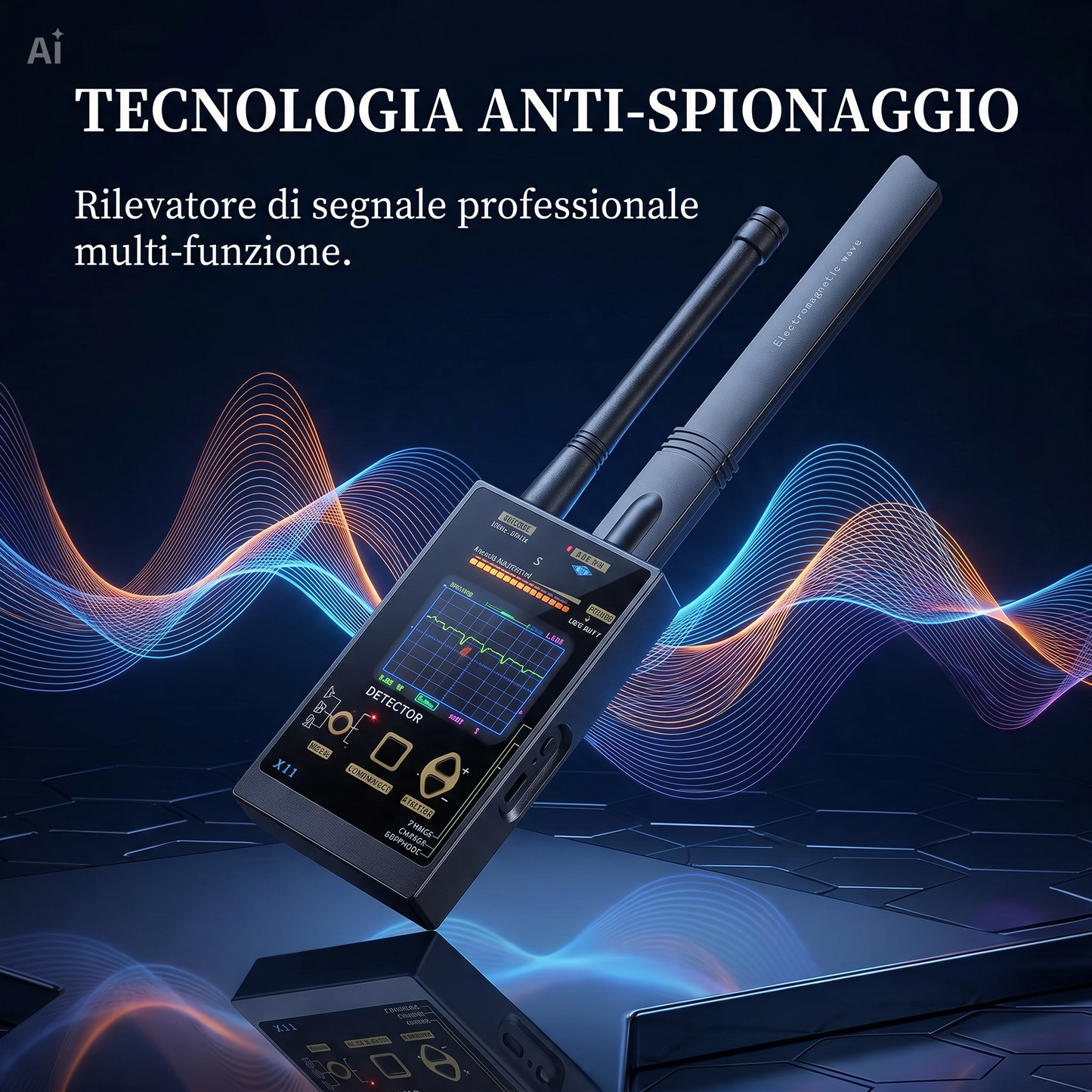 (X11) Rilevatore Professionale RF 100MHz-12GHz con Analizzatore di Spettro – Dispositivo per Tutela Privacy per Microspie, Telecamere Nascoste, Tracker GPS, Campi Elettromagnetici