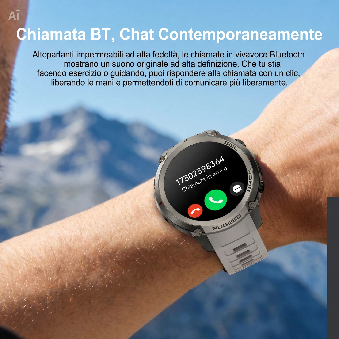 Smartwatch GPS con Mappe Offline, Bussola, Altimetro, Meteo – Orologio con Display AMOLED 1.43", Impermeabile 50M, Monitoraggio Cuore/Ossigeno/Pressione, Cinturino in Gel di Silice