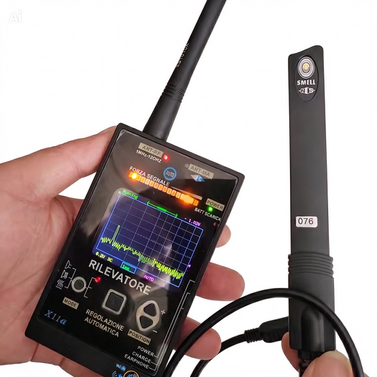(X11) Rilevatore Professionale RF 100MHz-12GHz con Analizzatore di Spettro – Dispositivo per Tutela Privacy per Microspie, Telecamere Nascoste, Tracker GPS, Campi Elettromagnetici
