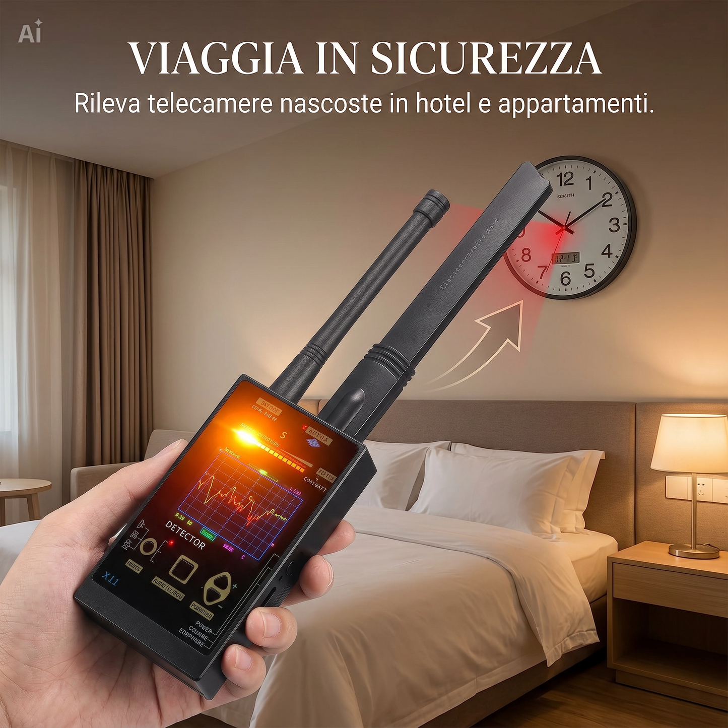 (X11) Rilevatore Professionale RF 100MHz-12GHz con Analizzatore di Spettro – Dispositivo per Tutela Privacy per Microspie, Telecamere Nascoste, Tracker GPS, Campi Elettromagnetici